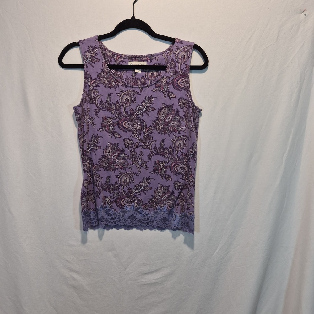 Coldwater Creek Womens Sm Paisley Lace Trim Top Whimsigoth Fairycore Cottagecore